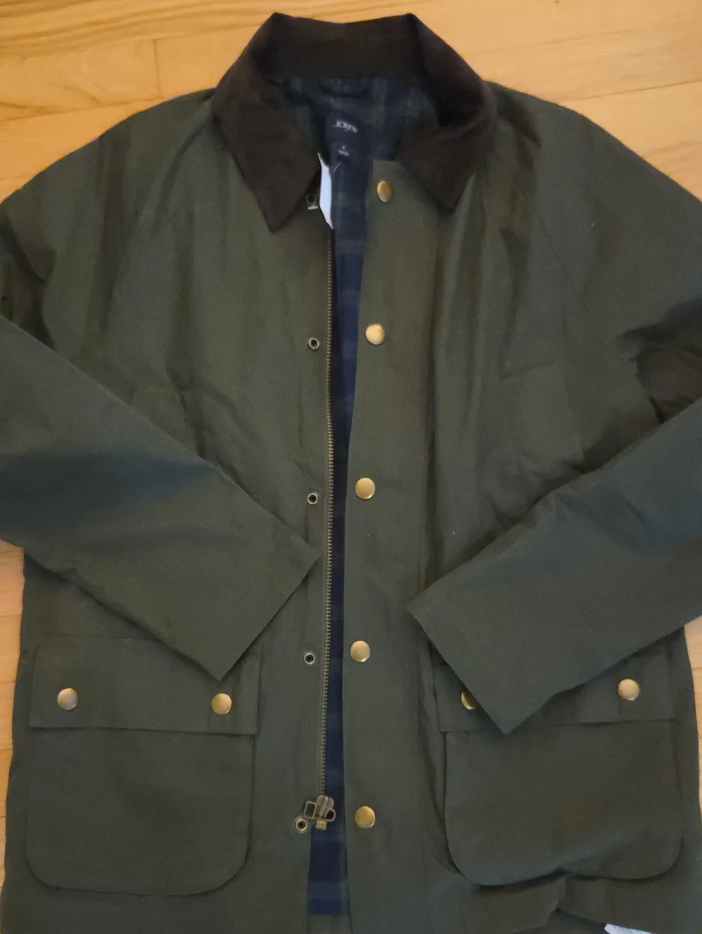 J.Crew Men's Size Small Waxed Cotton Barn Field Jacket Olive Green NWT
